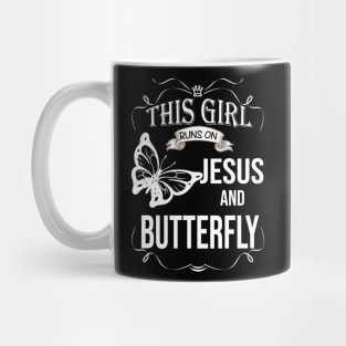 This Girl Runs On Jesus And Butterfly Costume Gift Mug